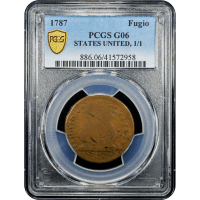 1787 Fugio Cent (1c) States United, 1 Over Horiz. 1 Obverse Slab Image