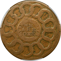 1787 Fugio Cent (1c) States United, 1 Over Horiz. 1 Reverse Image