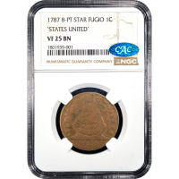 1787 Fugio Cent (1c) States United 4 Cinq Obverse Slab Image