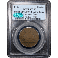 1787 Fugio Cent (1c) United States Cross after Date Obverse Slab Image