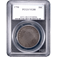 1794 Flowing Hair Half Dollar (50c) Obverse Slab Image