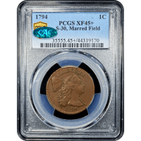 1794 Flowing Hair Large Cent (1c) S-30 Marred Field Obverse Slab Image