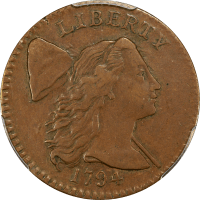 1794 Flowing Hair Large Cent (1c) S-30 Marred Field Obverse Image