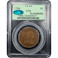 1794 Liberty Cap Large Cent (1c) OGH Ex-Eliasberg SLAB Image