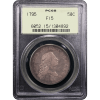 1795 Flowing Hair Half Dollar (50c) 2 Leaves Obverse Slab Image