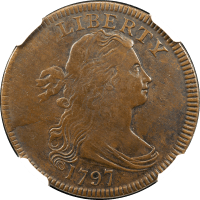 1797 Draped Bust Large Cent (1c) Reverse of 1797, Stems Obverse Image