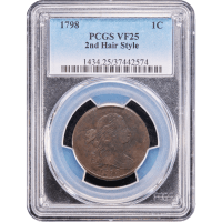 1798 Draped Bust Large Cent (1c) 2nd Hair Style Obverse Slab Image