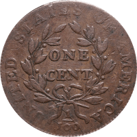 1798 Draped Bust Large Cent (1c) 2nd Hair Style Reverse Image