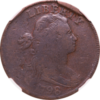1798 Draped Bust Large Cent (1c) First Hair Style S-148 Obverse Image