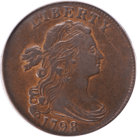 1798 Draped Bust Large Cent (1c) Second Hair Style OGH Obverse Image