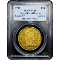 1799 Draped Bust Gold Eagle ($10) Large Stars Obverse  Obverse Slab Image