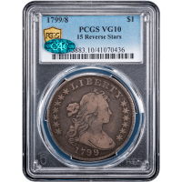 1799/8 Draped Bust Dollar ($1) 15 Reverse Stars Obverse Slab Image