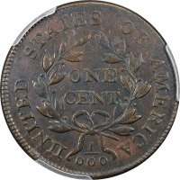 1801 Draped Bust Large Cent (1c) 3 Errors Reverse Reverse Image