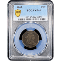 1803 Draped Bust Half Cent (1/2c) Obverse Slab Image