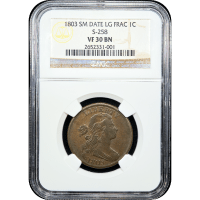 1803 Draped Bust Large Cent (1c) Small Date Large Fraction Obverse Slab Image
