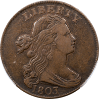 1803 Draped Bust Large Cent (1c) Small Date Small Fraction OBVERSE Image