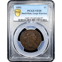 1803 Draped Bust Large Cent (1c) Small Date Small Fraction Obverse Slab Image