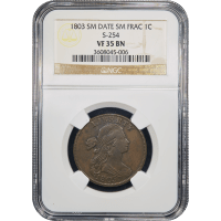 1803 Draped Bust Large Cent (1c) Small Date Small Fraction S-254 Obverse Slab Image