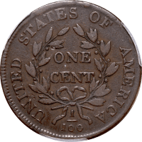 1803 Draped Bust Large Center (1c) Small Date Small Fraction Reverse Image