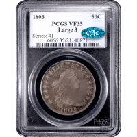 1803 Large 3 Draped Bust Half Dollar (50c) Obverse Slab Image