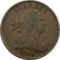 1804 Draped Bust Half Cent (1/2c)  Plain 4 Stems OBVERSE Image