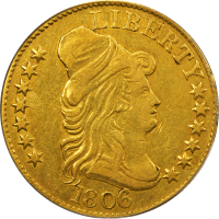 1806 Draped Bust Gold Half Eagle ($5) Knobbed 6, 7x6 Stars Obverse Image