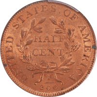 1806 Draped Bust Half Cent (1/2c) Large 6, Stems REVERSE Image