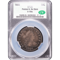 1806 Draped Bust Half Dollar (50c) Point 6 No Stem SLAB Image