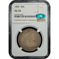 1806 Draped Bust Half Dollar (50c) Pointed 6, Stem SLAB Image