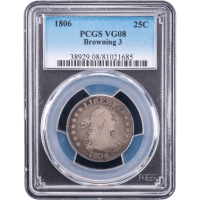 1806 Draped Bust Quarter (25c) Browning 3 Obverse Slab Image