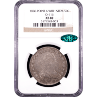 1806 Pointed 6 Stem Draped Bust Half Dollar (50c) O-116 SLAB Image