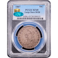 1807 Capped Bust Half Dollar (50c) Large Stars 50/20 Obverse Slab Image