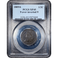 1809/6 Classic Head Half Cent (1/2c) 9 Over Inverted 9 SLAB Image
