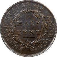 1809/6 Classic Head Half Cent (1/2c) 9 Over Inverted 9 Reverse Image
