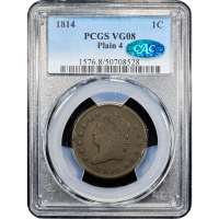 1814 Classic Head Large Cent (1c) Plain 4 Obverse Slab Image