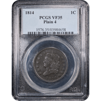 1814 Classic Head Large Cent (1c) Plain 4 S-295 Obverse Slab Image