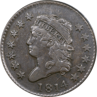 1814 Classic Head Large Cent (1c) Plain 4 S-295 Obverse Image