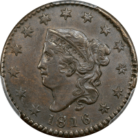 1816 Coronet Large Cent (1c) Obverse Image