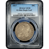 1817 Capped Bust Half Dollar (50c) O-106a Single Leaf  Obverse Slab Image