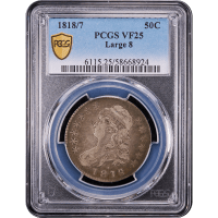 1818/7 Capped Bust Half Dollar (50c) Large 8 Obverse Slab Image