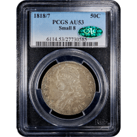 1818/7 Capped Bust Half Dollar (50c) Small 8 Obverse Slab Image