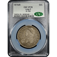 1819/8 Capped Bust Half Dollar (50c) O-102 Large 9 SLAB Image