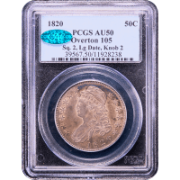 1820 Capped Bust Half Dollar (50c) O-105 Sq 2 Lg Date Knob 2 SLAB Image