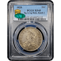1820 Capped Bust Half Dollar (50c) Sq. 1, Lg. Date, Knob 2 SLAB Image