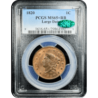 1820 Coronet Large Cent (1c) Large Date Obverse Slab Image