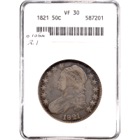 1821 Capped Bust Half Dollar (50c) O-105a Obverse Slab Image