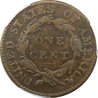 1821 Coronet Large Cent (1c) Reverse Image