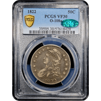 1822 Capped Bust Half Dollar (50c) Overton 108a SLAB Image