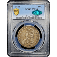 1824 Capped Bust Half Dollar (50c) Obverse Slab Image