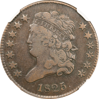 1825 Classic Head Half Cent (1/2c) Error - Medallic Alignment OBVERSE Image